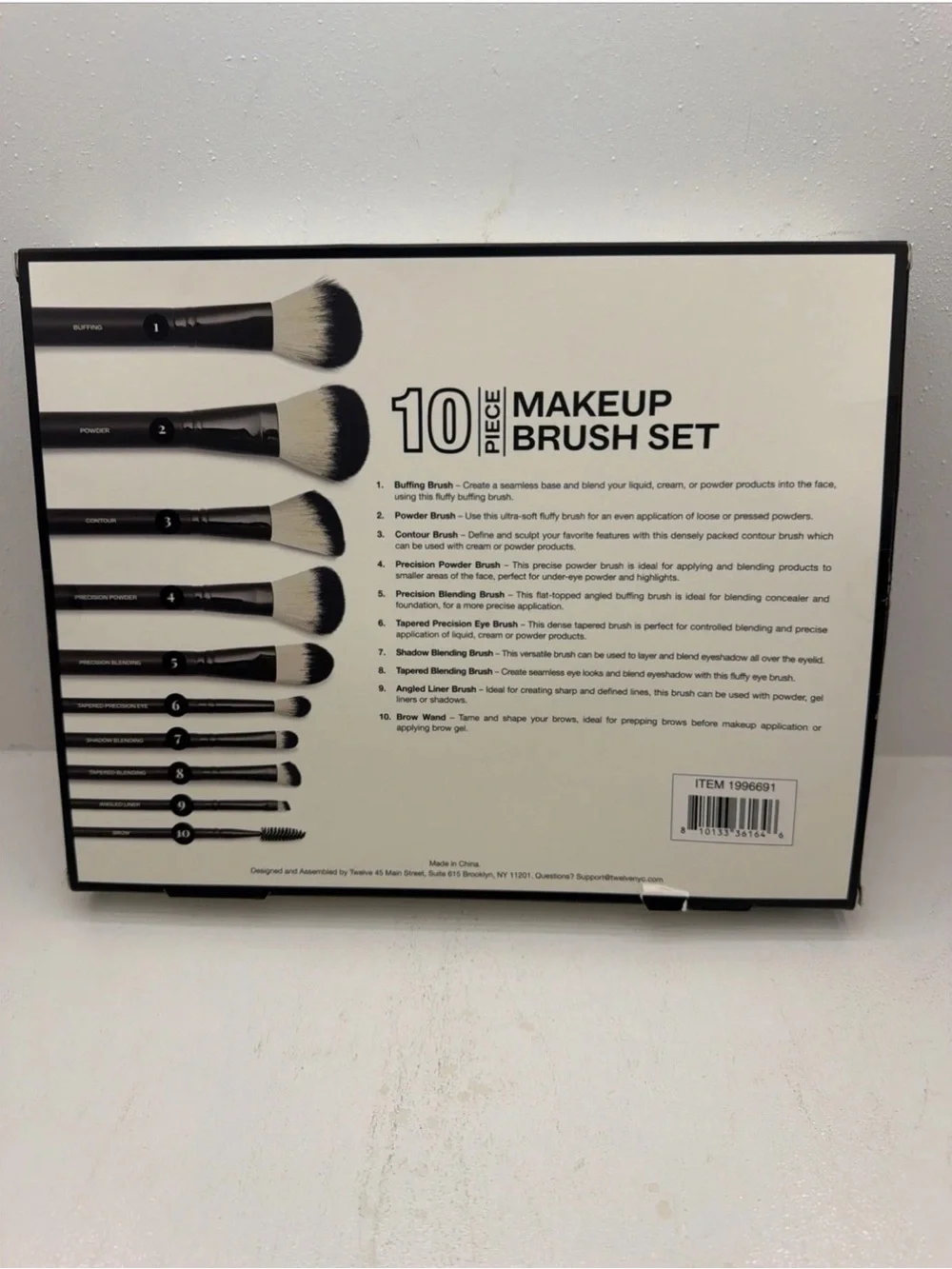 XIICOLLECTIVE 10-Piece Black & White Makeup Brush Set